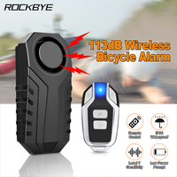 Rockbye Bicycle Alarm 113dB Anti-Theft Wireless Vibration Remote Control Waterproof Bike Motorbike Alarms Security Protection