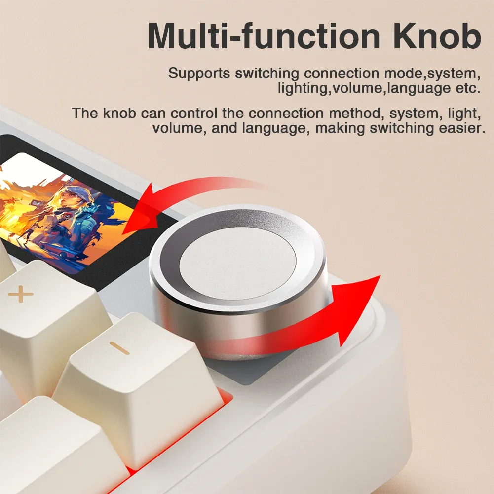 AULA F108pro Keyboard Bluetooth Nirkabel Keyboard Gaming Makro Gasket Keyboard Ukuran Penuh Hot-swap dengan Layar Pintar TFT