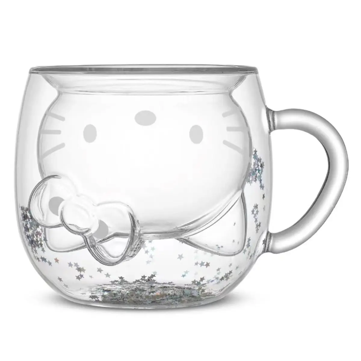 

Hello Kitty3d Cartoon Style Double-layer Glass Christmas Gift Internet Celebrity Juice Cup Heat-resistant Drinking Bottle Toy
