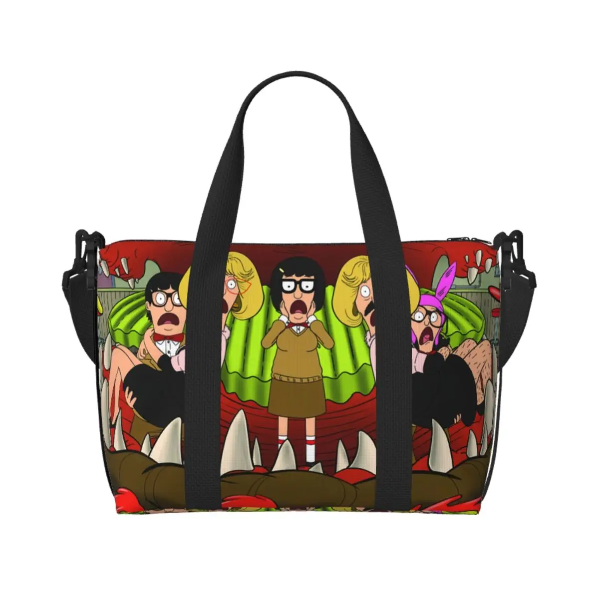 

Custom Large Bob's Burgers American Animation Tote Bag Women Shoulder Shopper Gym Beach Travel Bag