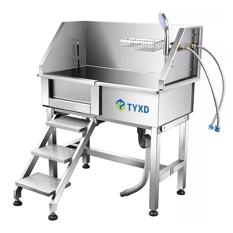 

34\" Luxury Stainless Steel SS304 Dog Grooming Bath Tub with Stairs for Cat Wash Station in Bathroom