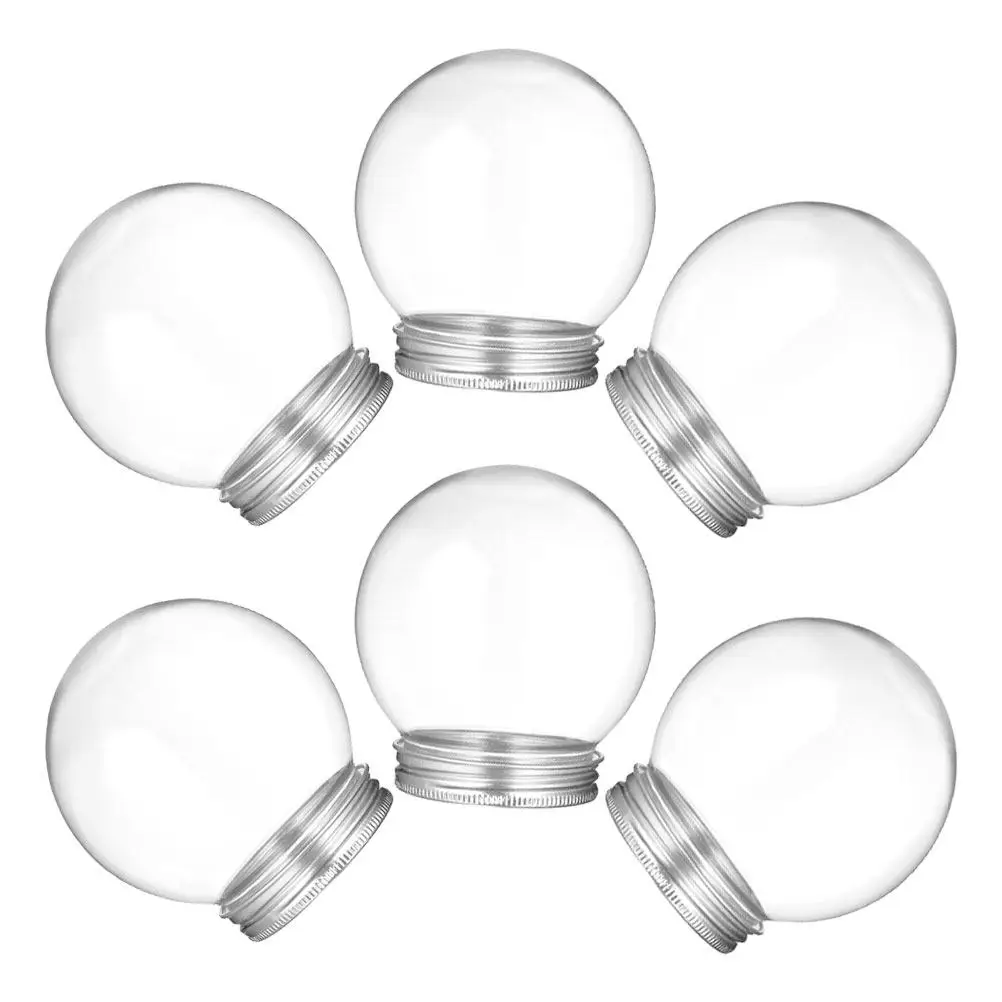 6Pcs Snow Globe Plastic Clear Containers Screw Lid Candy Storage Water Globe Craft Supplies Plastic Candy Jar with Lid