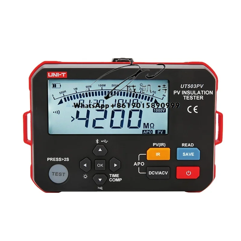 UNI-T UT503PV PV Insulation TesterHigh Output Voltage Energized Device Test DC1000V  Auto Discharge  Stepping Voltage Testing