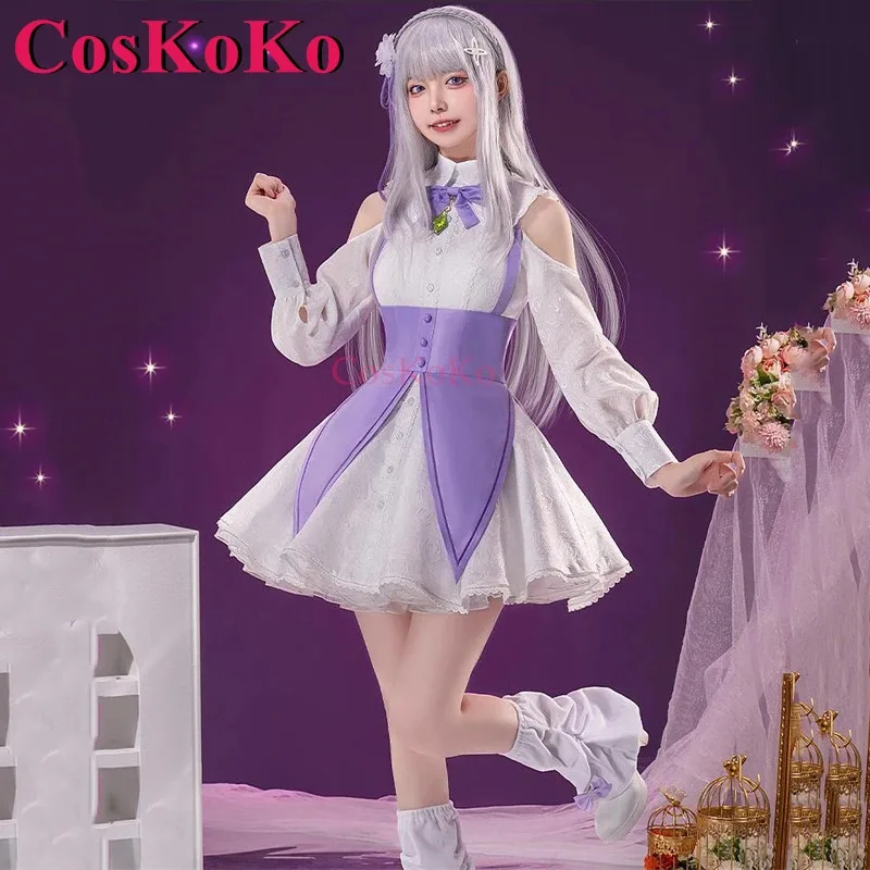 

CosKoKo Emilia Косплей Аниме Re: Жизнь в другом мире от нуля Костюм Palgantong Платье Хэллоуин Вечеринка Ролевая игра Одежда