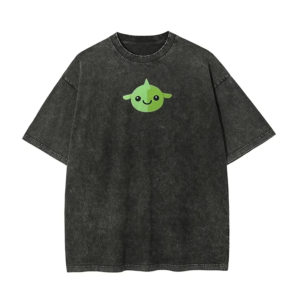 SaintGalgomon T Shirt Men Digimon Terriermon Lopmon Vintage Acid Wash Streetwear Oversized Retro Anime Graphic Cotton Tees