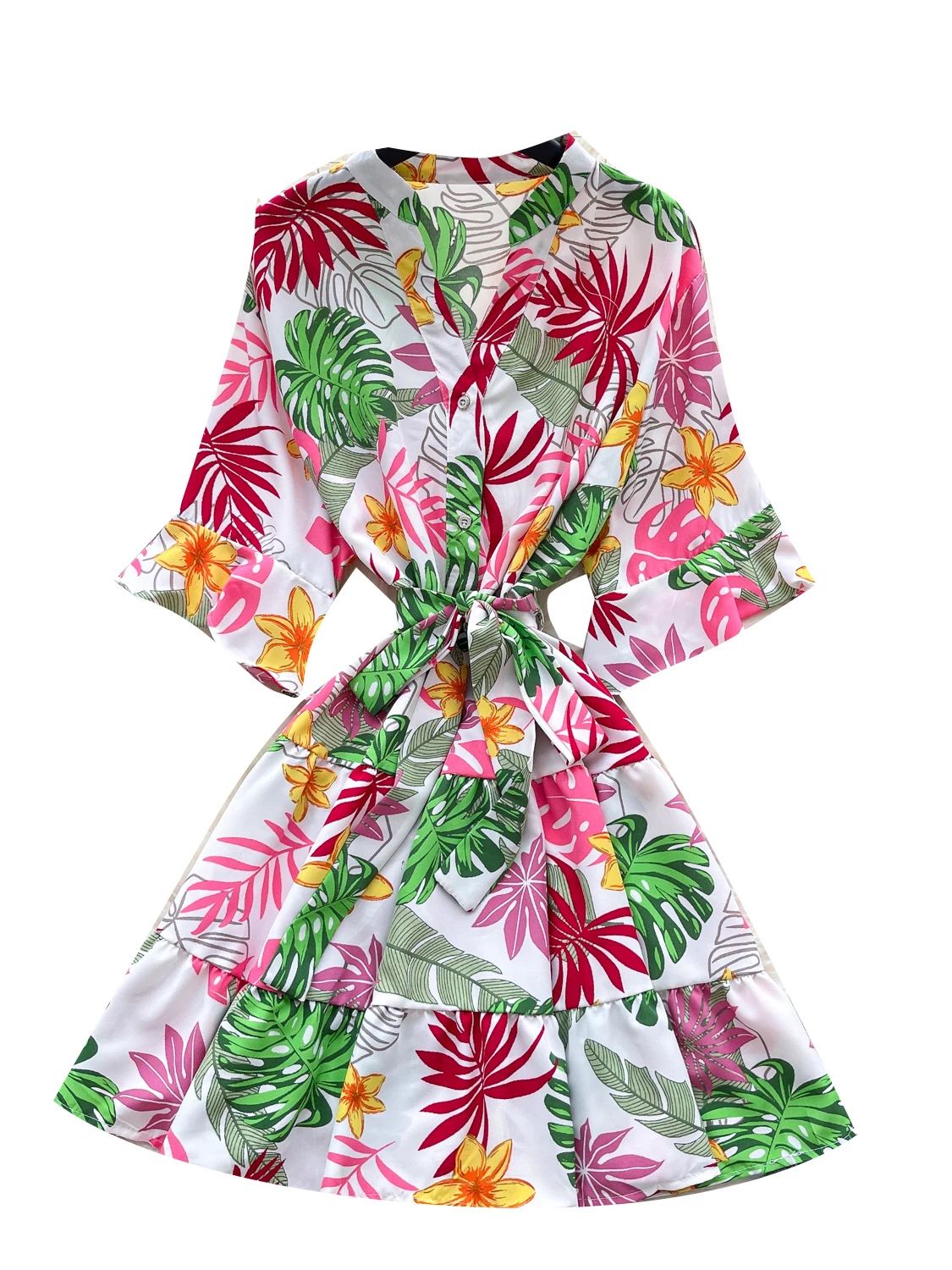 Gonna a trapezio con cintura e cravatta in vita da donna con stampa floreale estiva Dr Or Sve Vita alta Pendolarismo Sle Versione coreana Ci Outfit