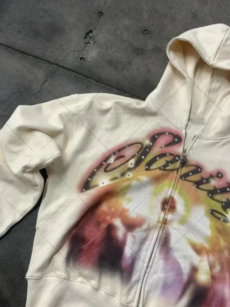 American Retro Autumn And Winter High Street Design Hooded Cardigans Men And Women Harajuku Aesthetics Hooded Sweatshirt Jackets