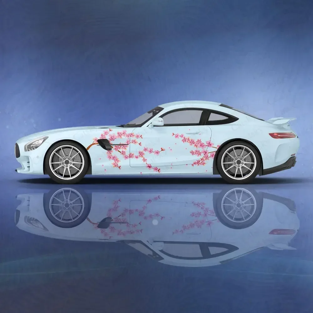 Flower Cherry Blossoms Japanese Style Car Body Stickers Anime Itasha Vinyl Car Side Decal Sticker Anime Car Body Sticker