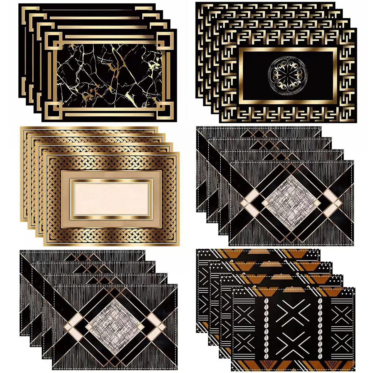 Modern Luxury Geometric Table Placemats Mats Placemats Washable Waterproof Rectangle Table Mat for Kitchen Dining Dinner