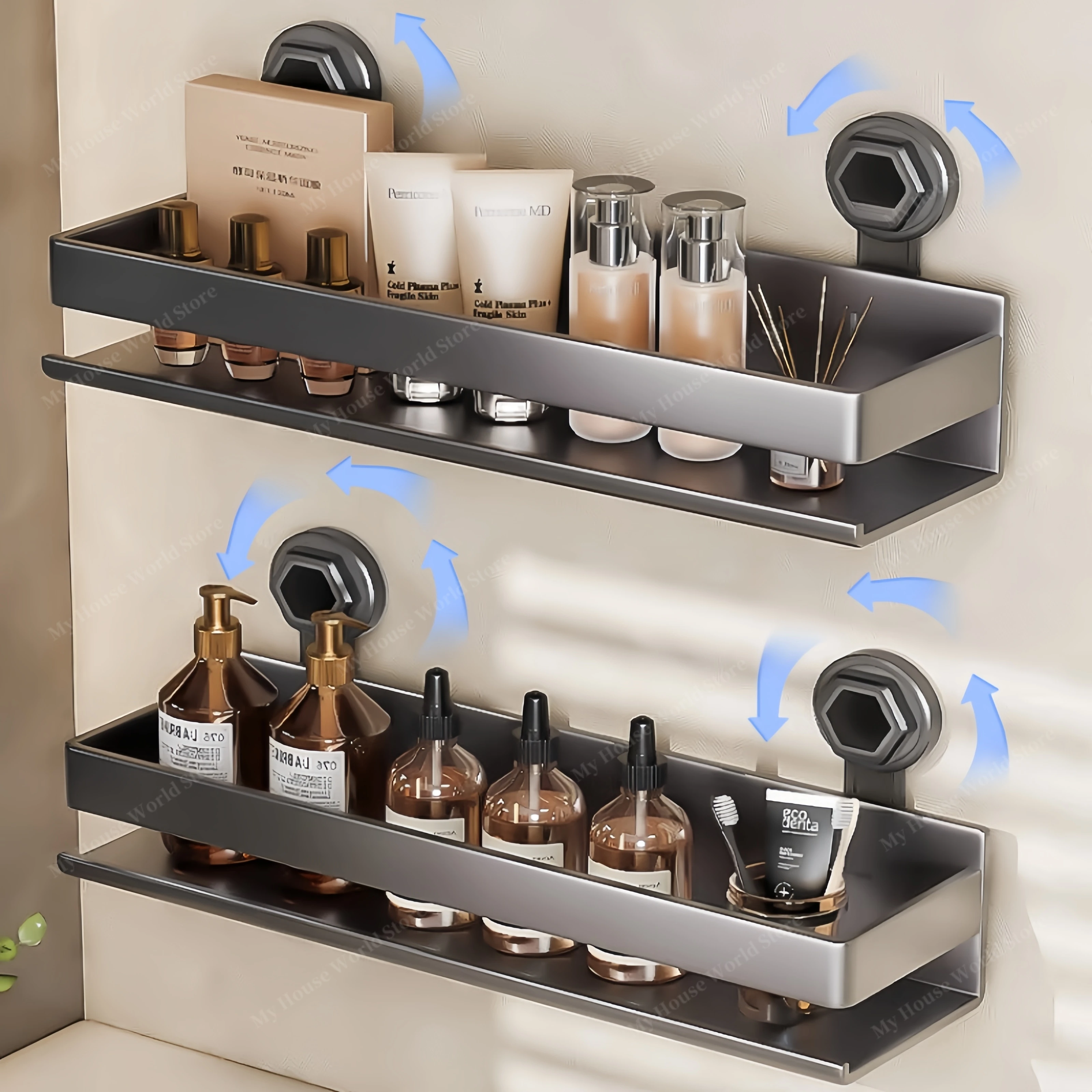 Shower Suction Cup Shelf Storage Shelf Home Organizer Shelf Holder Bathroom Organizer Suction Cup Wall Mounted Storage Rack