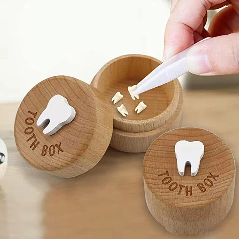 

1Pcs Durable Collecting Teeth High Quality Baby Tooth Box Save Gifts Wooden Milk Teeth Organizer With Lid