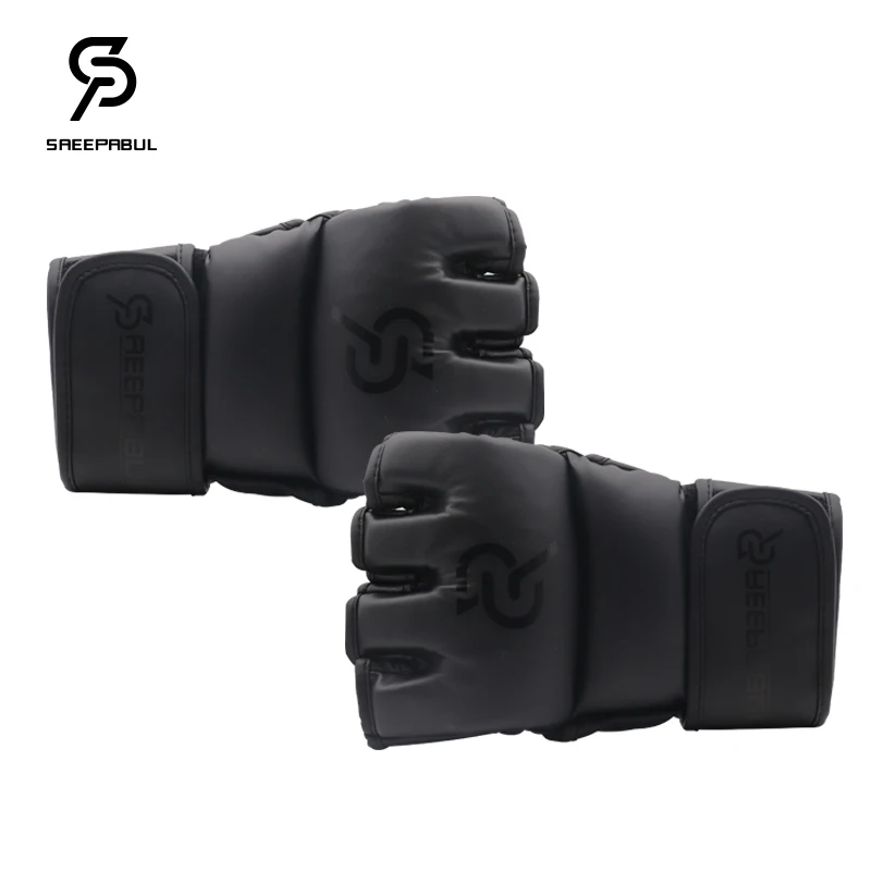 Luvas de boxe de combate de meio dedo mma profissional engrossadas sanda luta livre luvas de treinamento de artes marciais mistas