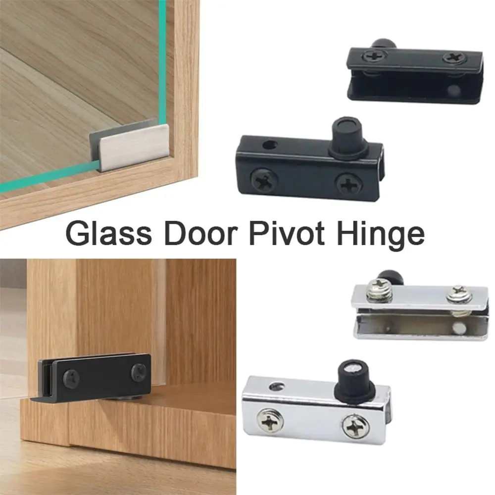 2Pcs Metal Glass Door Pivot Hinge No punching Hook Accessories Concealed Hinges Hardware Mirror Support Cabinet Clamp Hinge