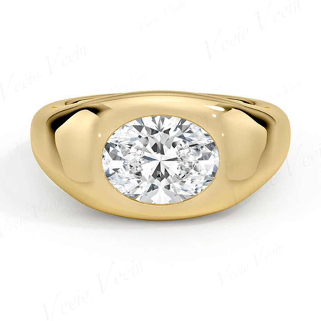 Veeie Veein Jewelry 925 Sterling Silver Ring Round Moissanite Exquisite Ring for Her 18K Gold Plated MST Patent Fine Jewellery