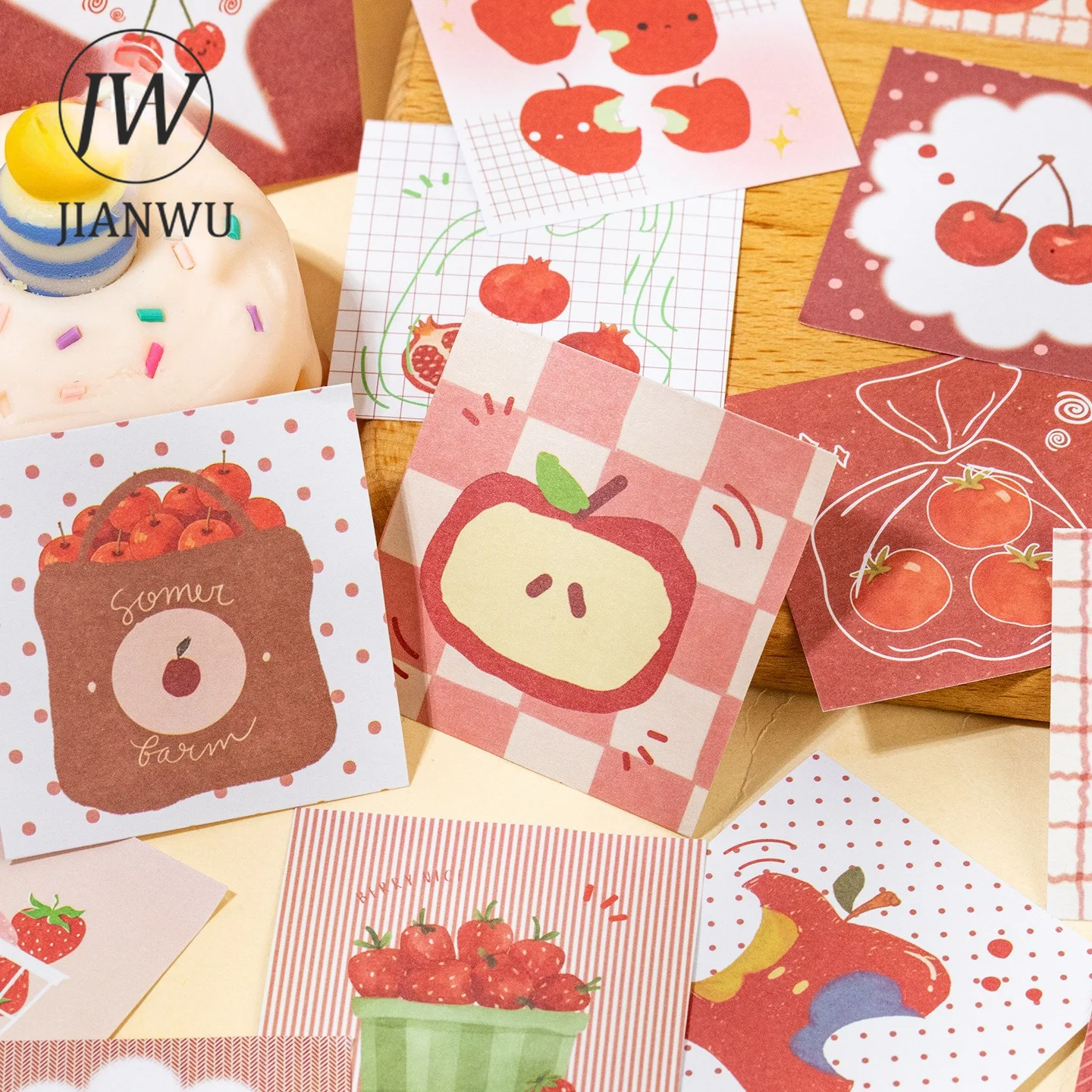 JIANWU Vintage Coffee Fruits Bread Cake Landscape Material Collage Scrapbooking Sticker Book Creative DIY Journal Stationery