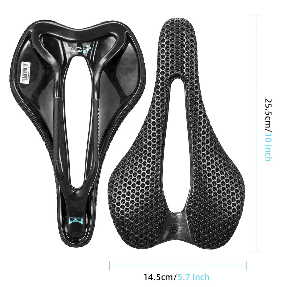 RYET Carbon 3D Printed Bike Saddle 145mm Super Light Road MTB Mountain Racing Bicycle Seat Cushion Cycling Seating Accessories