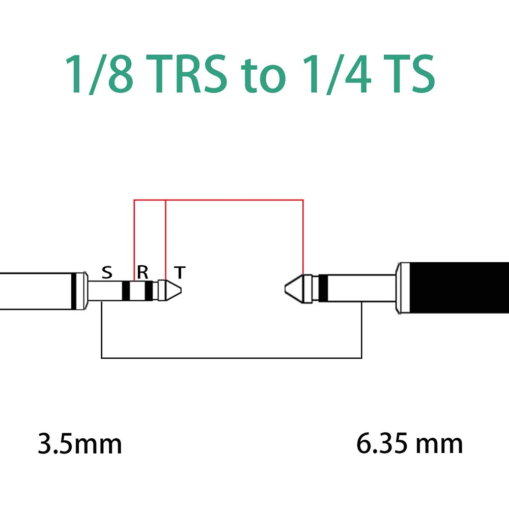 1.5M 6.35mm 1/4 TS to 3.5mm 1/8 TRS AUX Adapter Single Track Speaker Audio Cable Mono to Stereo Patch Cord for PC Guitar Mixer