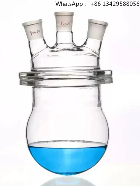 Three-Neck Open Top Glass Reactor, Flat/Round Bottom Distillation Flask with Flange Clamps for Lab