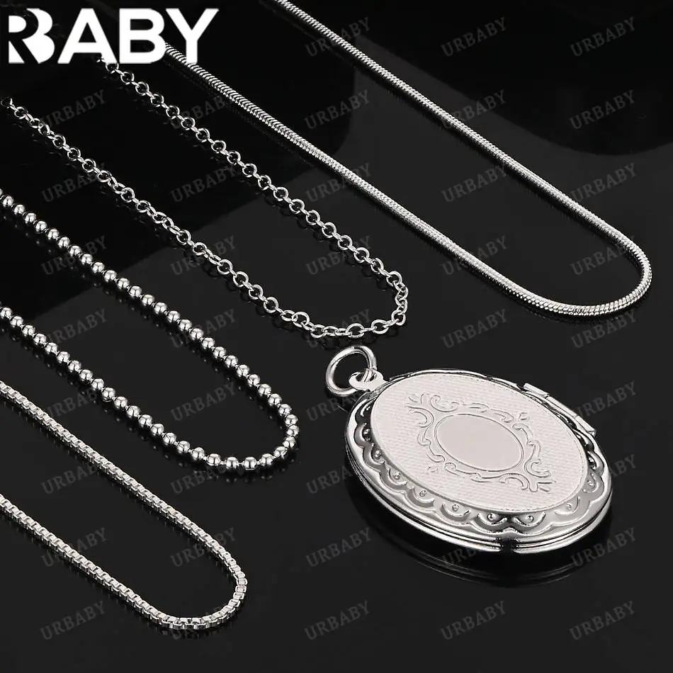 

URBABY 40-75cm 925 Sterling Silver Retro Oval Plate Pendant Necklace For Women Anniversary Gift Popular Wild Fashion Romantic