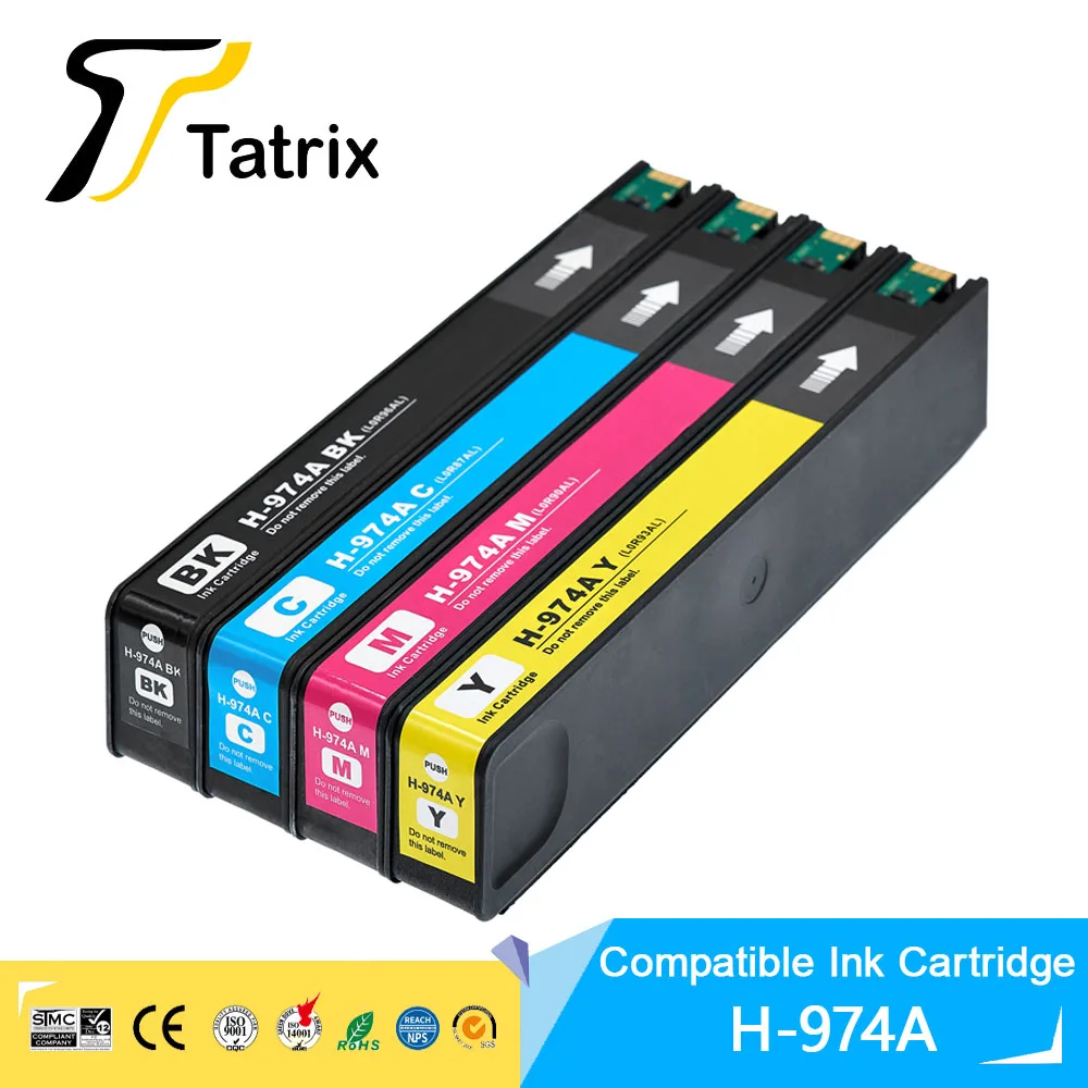

Чернильный картридж Tatrix 974 974A, восстановленный цветной картридж премиум-класса для HP PageWide 352dw/377dw/452dw/477dw/552dw/577dw