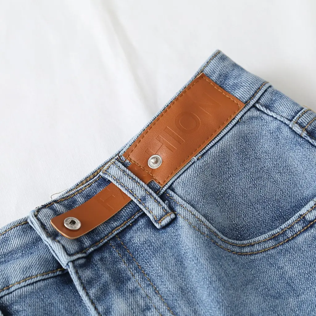 

Korean Women's Light Color Denim Skirt 18WS-9731 Stretch Overskirt Casual Spring New Wholesale Label