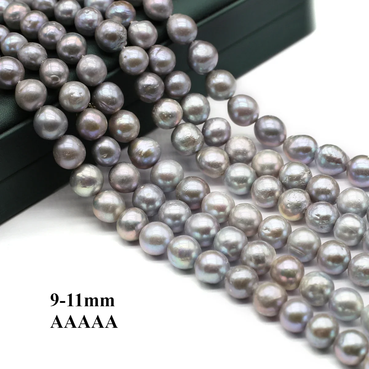 9-11mm5A Authenti Elegance Natural Freshwater Gray NearRound Pearl Isolated Bead Jewelry Make DIY Necklace Bracelet Accessories