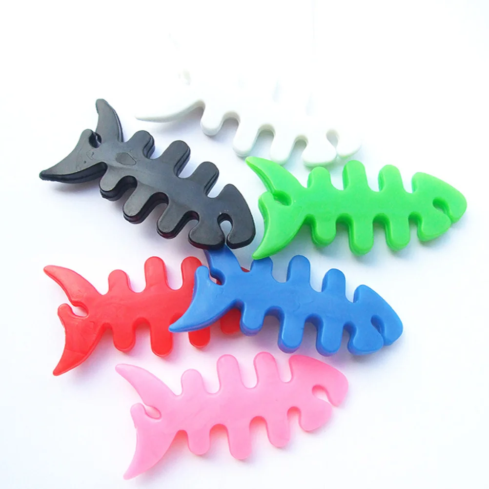 200pcs Fish Bone Cable Organizer Earphone Line Winder Silicone Cable Data Winder for Home (Random Color)