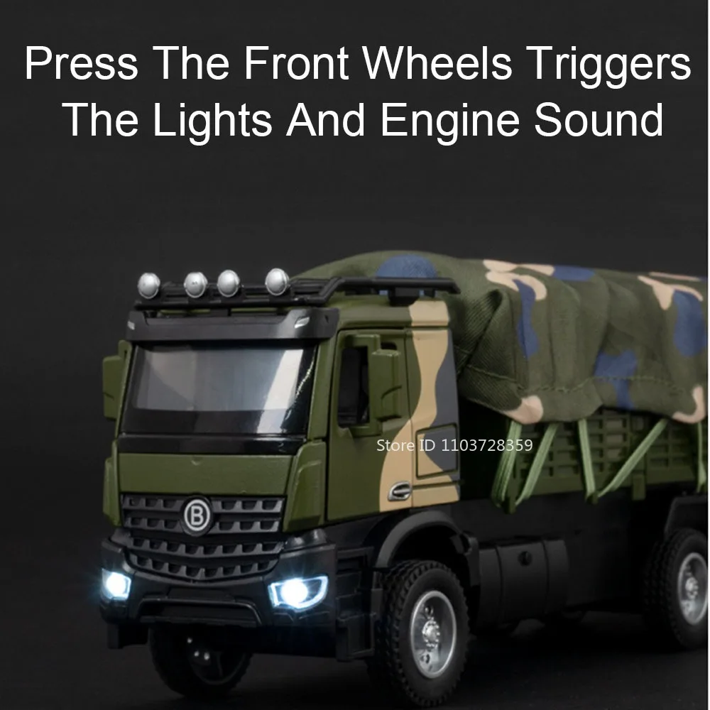 Ciężarówka transportowa w skali 1:35 Modele samochodów wojskowych Metalowe odlewy ciężarówkowe HONGQI Pojazdy rakietowe Dźwięk Światło Pociągnij do tyłu dla chłopców Prezenty