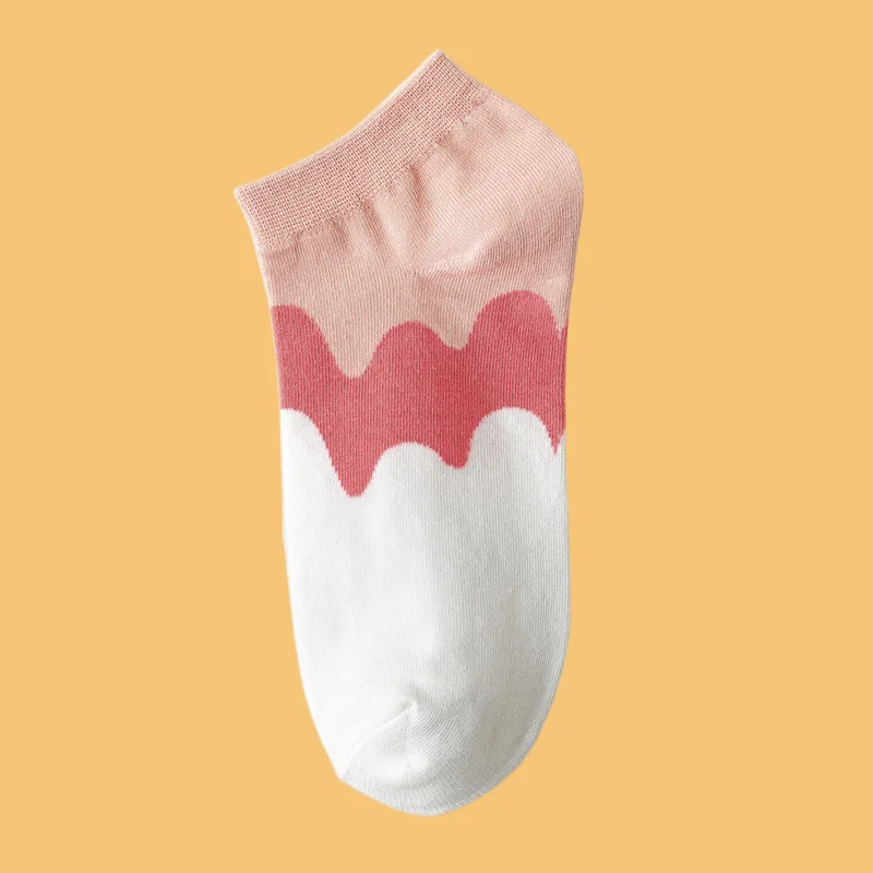 5/10 Pairs Cream Three-color Splicing Gradient Color Women's Boat Socks Spring and Summer New Sports Women's Socks Short Socks