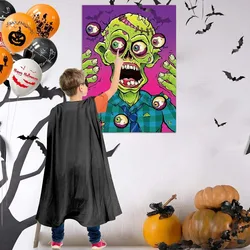 Boys and Girls Kindergarten Children Games Halloween Games Beistle Pin The Eyeball on The Zombie Game Halloween Party Game Props