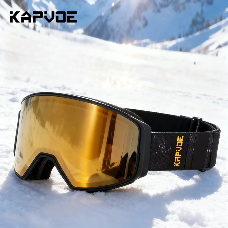 

Kapvoe Winter Men Anti-Fog Snowboard Ski Goggles Photochromic Snow Goggles Professional Cycling Sunglasses Ski Equipment UV400