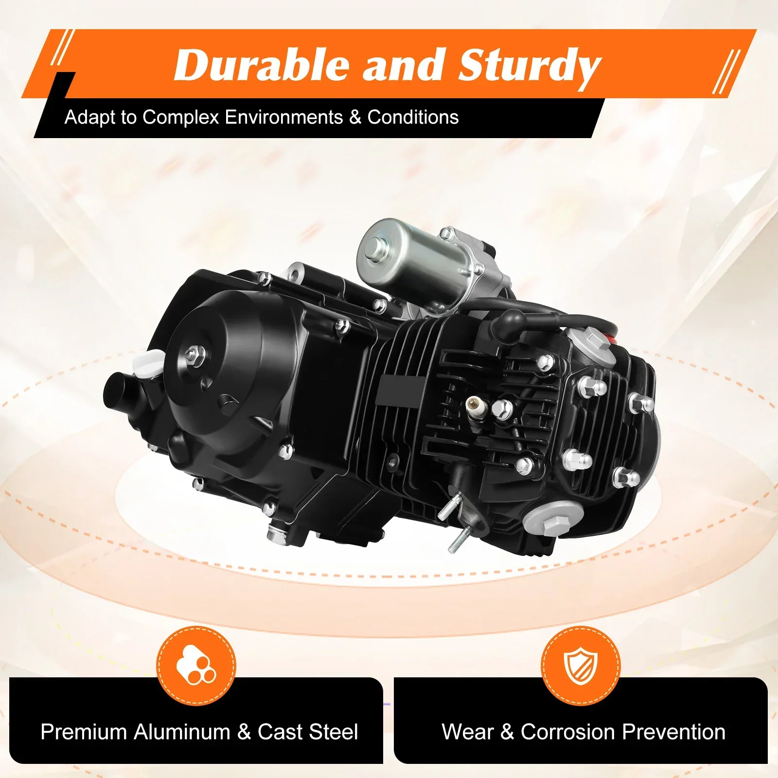 125CC 7.64HP 4 Stroke ATV Engine Motor  Air Cooling w/Reverse Electric Start For motorcycles, ATVs, go-karts, tricycles