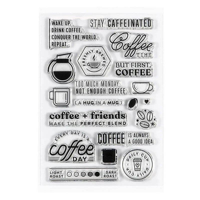 KLJUYP Coffee Day Stamp Transparent Clear Silicone Stamps DIY Scrapbooking/Card Making/Crafts Decoration Supplies