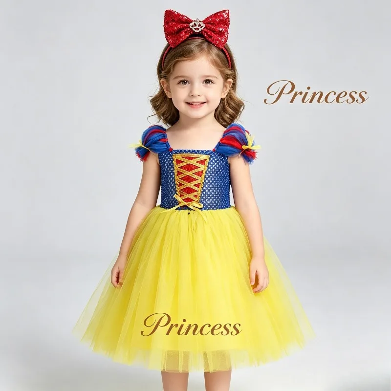 

Halloween Princess Role Play Dress Mesh Tulle Birthday Party Gown Stage Performance Cosplay Costume Festival Fancy Outfit