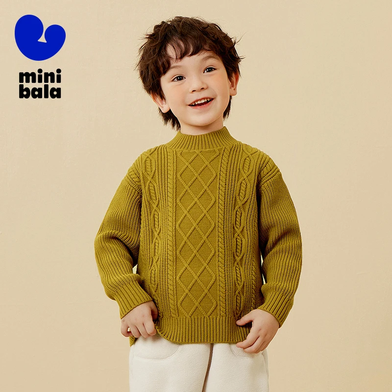 

Mini Balabala Sweater Kids Boys and Girls 2025 Winter Fashion Warm Knit Pullover for Daily Wear