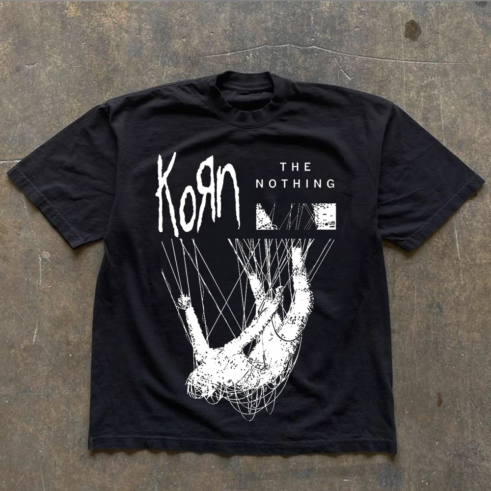 Korn Follow The Leader Cotton Printed T-Shirt Casual Metal Band Tee Men's and Women's Oversize Couple Tee Harajuku Y2K Tops