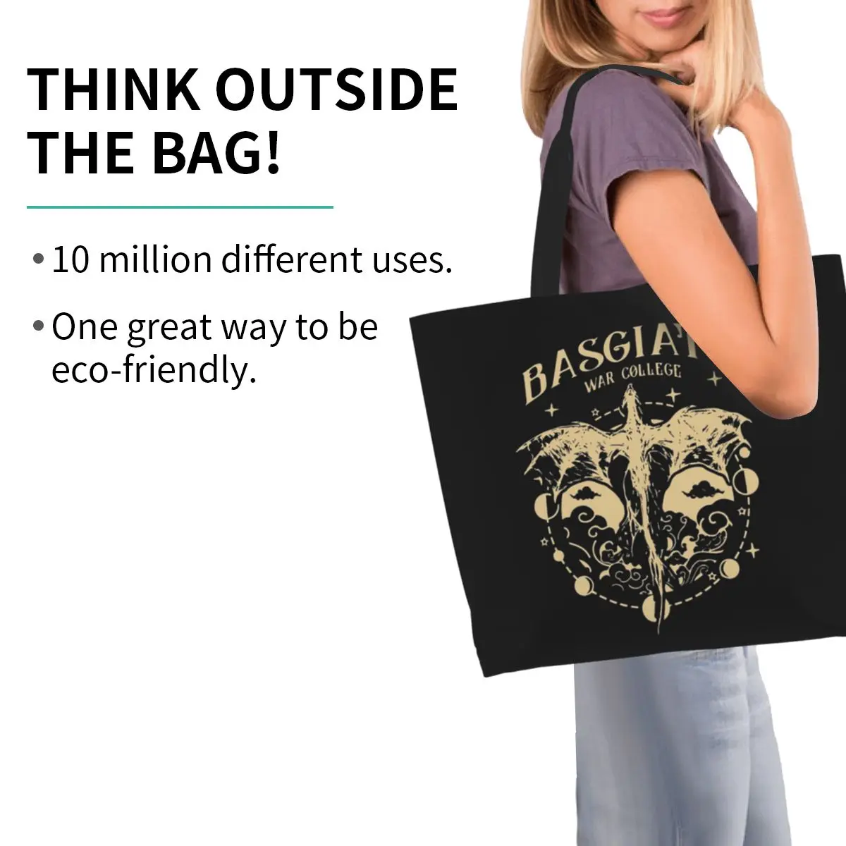 Basgiath War College 20 Fourth Wing Shopping Tote Bag Canvas Large Capacity Shoulder Bags Shopper Grocery Handbag for Women
