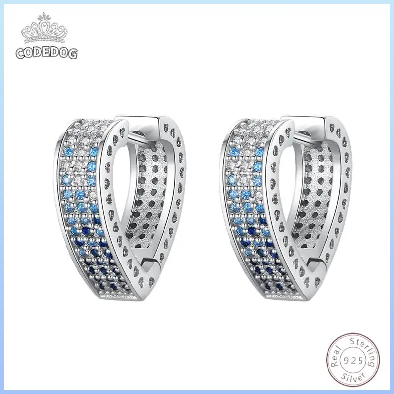 

Серьги из стерлингового серебра 925 пробы, очаровательные простые синие циркониевые модные серьги с пряжкой для ушей, свадебные женские ювелирные изделия, подарок