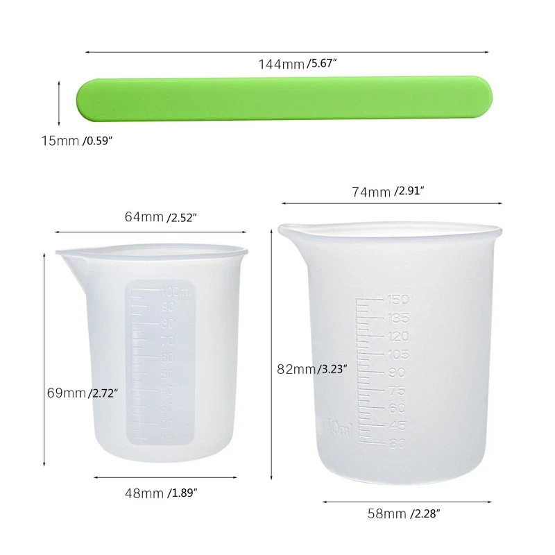 YUYU Silicone Cốc Đo Cho Nhựa 150Ml 100Ml Cốc Trộn Nhựa Đúc Hộp Đựng Que Trộn Cho Nhựa sơn Nghệ Thuật