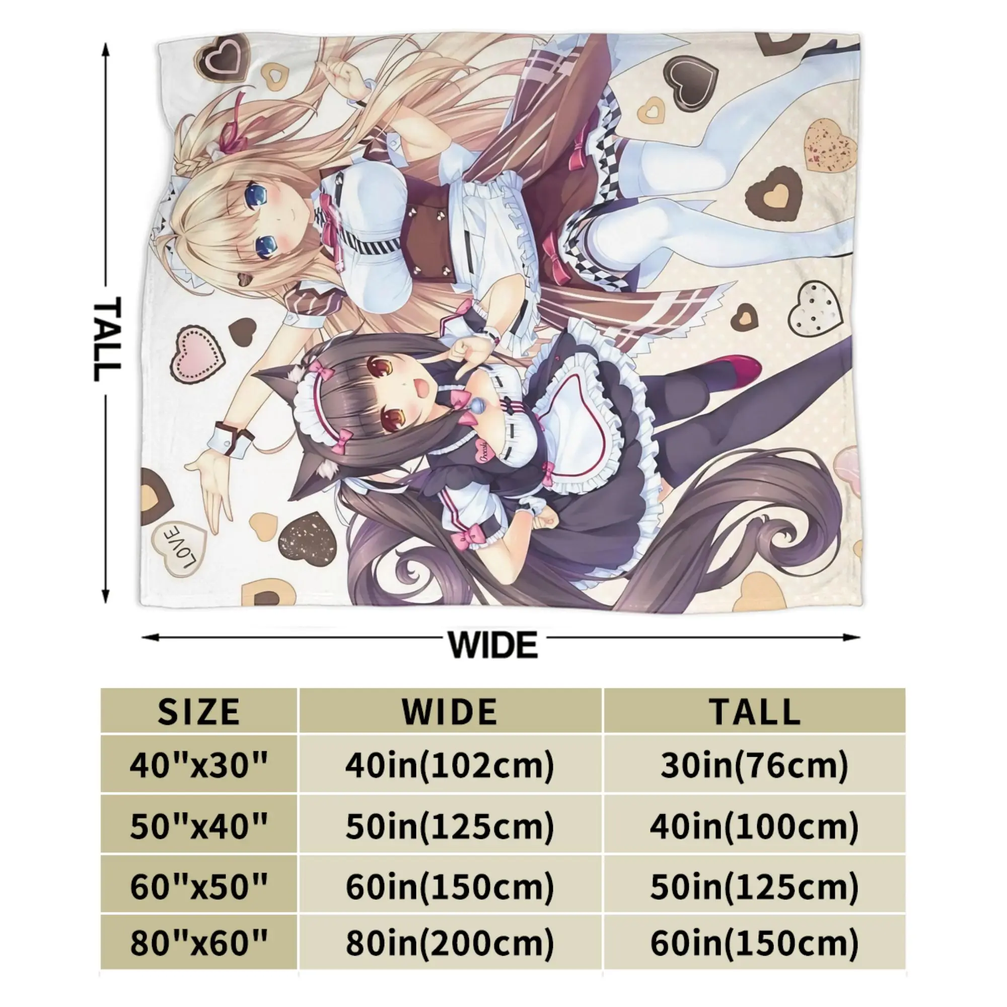 Soft Warm Blanket Picnic Nekopara Cartoon Game Throw Blanket  Flannel Bedspread For Living Room Fashion Sofa Bed Cover
