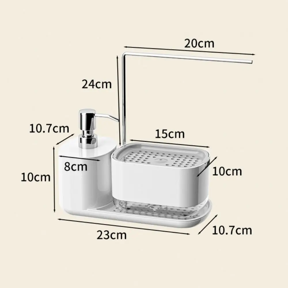 Dispenser Sabun Cuci Piring Dapur 3 In 1 dengan Tempat Spons Rak Handuk Organizer Wastafel Multi-lapis Dispenser Pompa Sabun Baki Pengering
