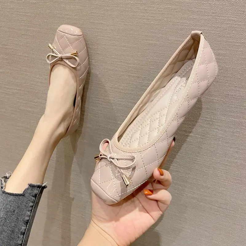 

Flat Shoes Women Spring Autumn 2023 New Shallow Square Toe Ladies Shoes Work Shoes Women Boat Shoes Luxury Shoes