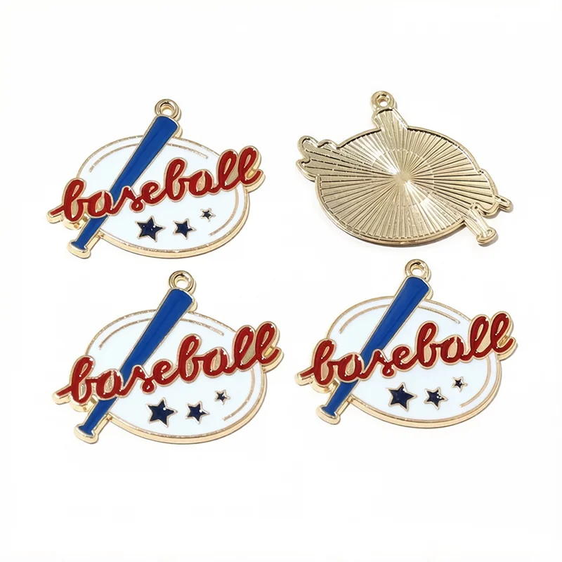 10pcs Enamel Baseball Charms Pendants Baseball Helmet Shoes DIY Jewelry Making Accessories for Necklace Keychain Bracelet image 4