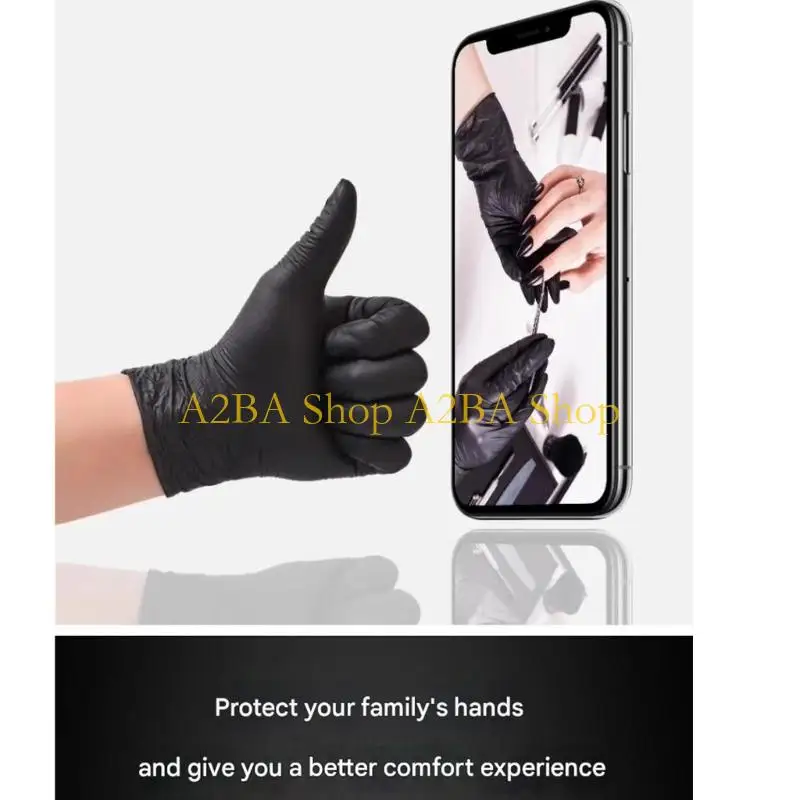 A2BA 100 Piece Nitrile Gloves Resistant Puncture Proof Safe for Kitchen Use