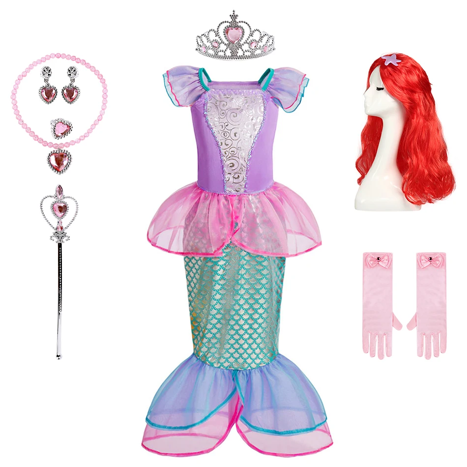 

Children Princess Dress Up Little Girls Summer Carnival Pink Mermaid Christmas Clothing Birthday Costume Kids Cosplay Dresses