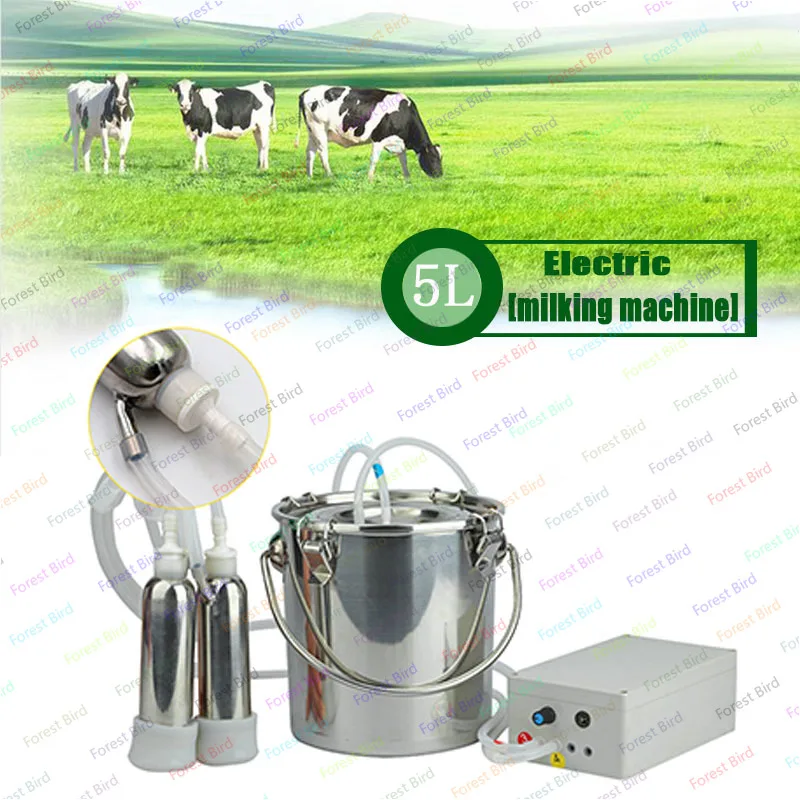 Automatic 5L Cow Milking Machine Milker Electric Pulsating for Farm Goats Sheep Vacuum Pump Bucket Farm Breeding Equipments