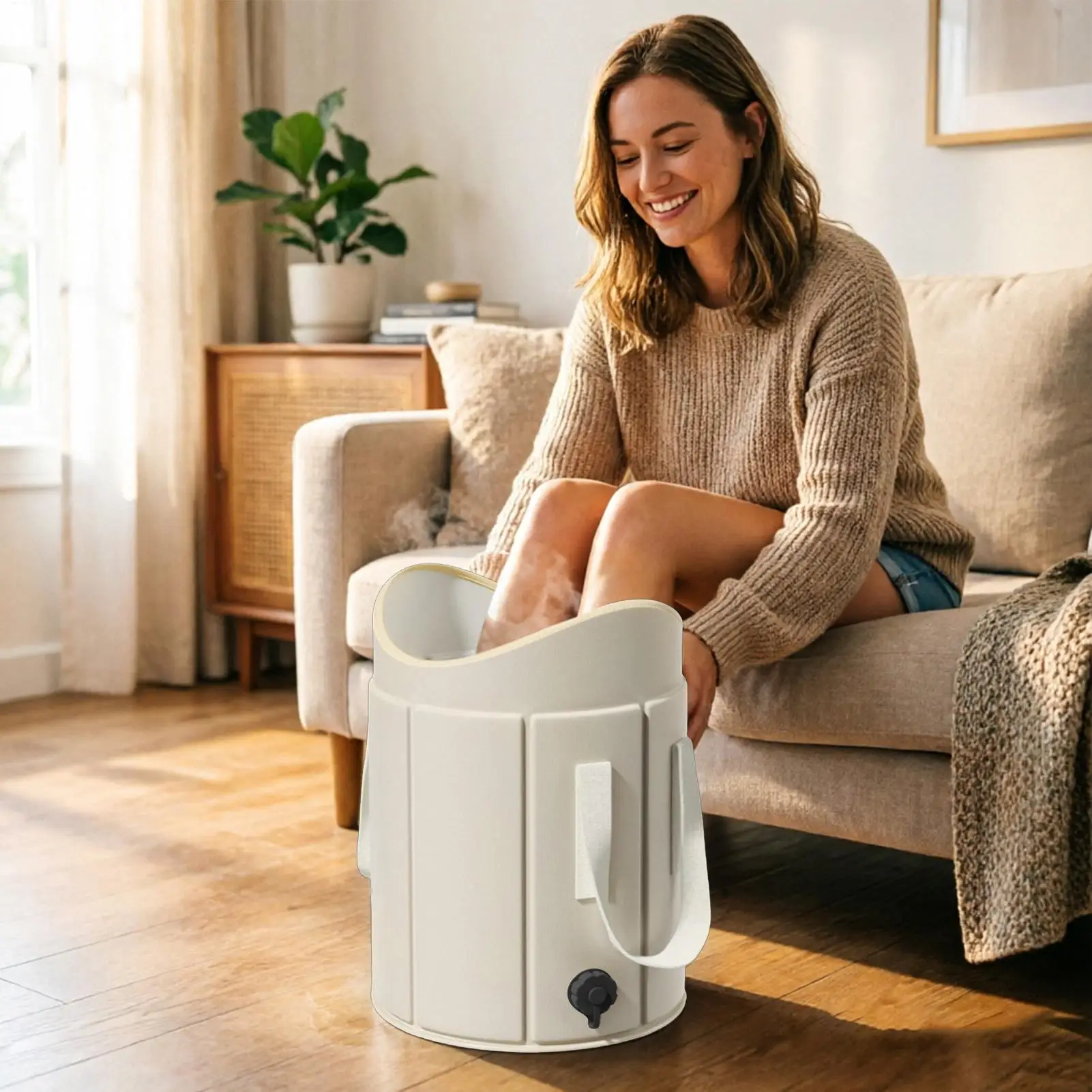 Tall Foldable Foot Bath Basin With Insulated Structure, Portable Deep Bucket For Home Foot Soaking, Calf Care And Easy Storage