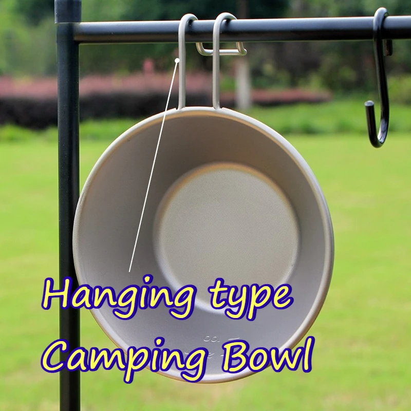 Pure Titanium Camping Bowl Sturdy Durable Portable Sierra Cup Hanging Handle Anti-corrosion Heat-resistant Outdoor Tableware