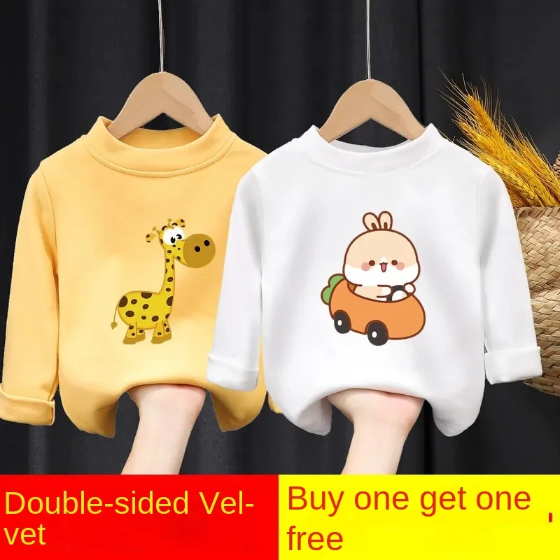 2 PCS Long Sleeve T-Shirts Infant to Little Kid Toddler Cartoon Cute Soft Tees Children Full Tops fits 2-10 Years