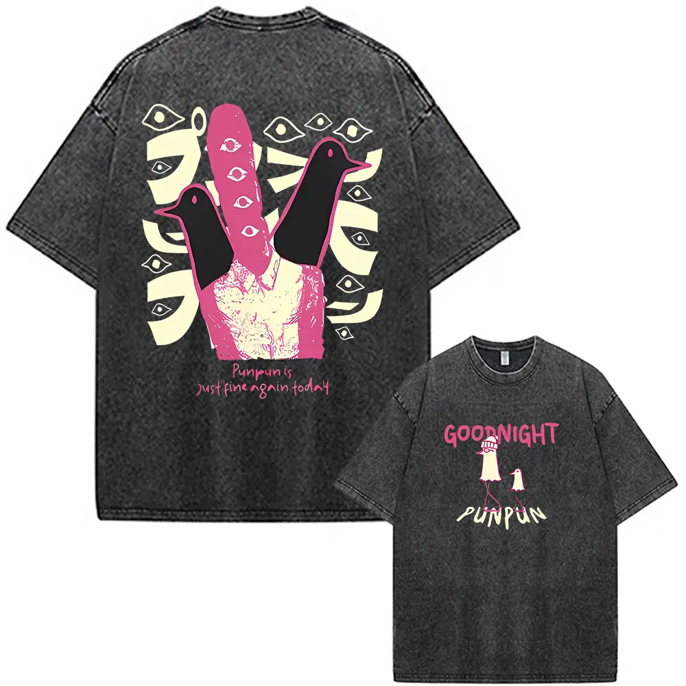 Manga Oyasumi Goodnight Punpun Aiko Tanaka Vintage Washed T-Shirts Herren Damen Kleidung Mode Baumwolle Casual T-Shirt Streetwear – Detail 6
